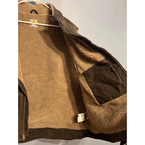 Men’s Brown Carhartt Tan Sherpa Lined Vest Size 3XL Company Logo,‎ Work Wear - Picture 9 of 11